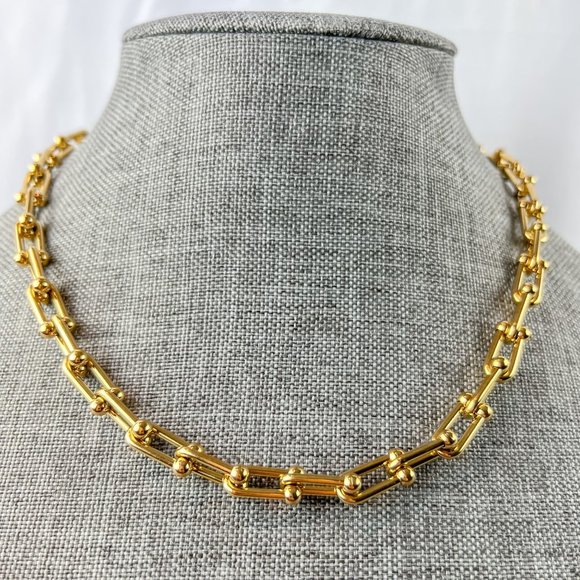 Gold Chunky Chain Necklace Thick Gold Chain Necklace U Chain Necklace Choker - Picture 6 of 8
